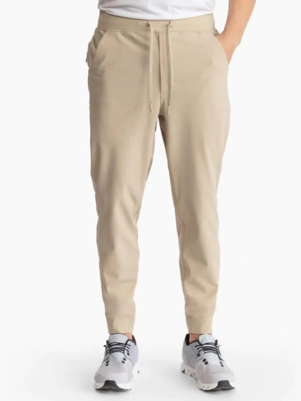Birddogs Wayne Regretzkys Joggers Pants Drawstring Pockets Khakis Tan Bottoms
